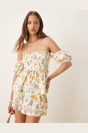 ASOS Rynket bardot-top med postkortprint
