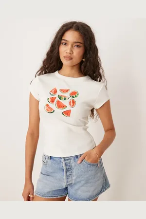 ASOS Cremehvid baby-T-shirt med vandmelon-print