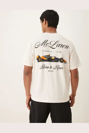 Abercrombie & Fitch Cremefarvet T-shirt med McLaren-print på ryggen-Hvid
