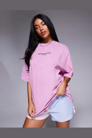ASOS Weekend Collective - Icon - Forvasket lilla oversized T-shirt med fed tekst på ryggen