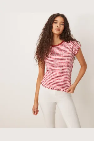 ASOS Rynket T-shirt med røde gingham-tern