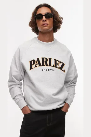 Parlez Grå sweat-top med rund hals og logo i varsity-stil i frotté