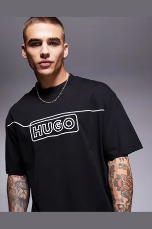 Hugo Blue Noideryo - løstsiddende T-shirt med linjelogo