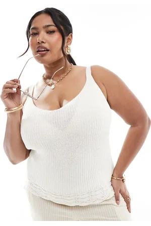 New Look New Look Curve - Cremehvid strikket cami-top