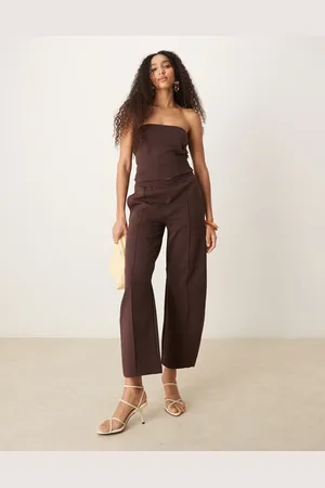 ASOS Chokoladebrune joggingbukser med barrel-ben og interlock-syninger - Del af sæt