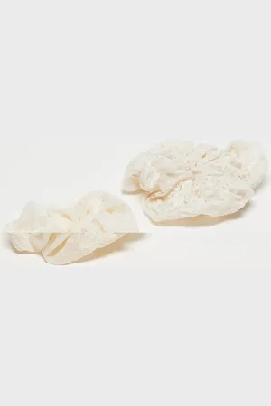 & OTHER STORIES Pakke med 2 hvide og beige scrunchies med broderet blomstermønster-Neutral