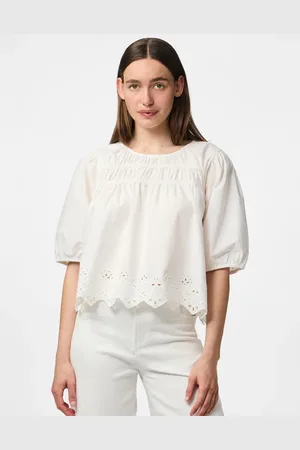 Pieces® Kortærmet hvid top