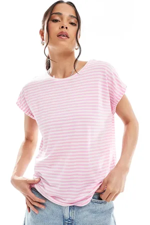 VERO MODA Oversized T-shirt med pink striber-Lyserød