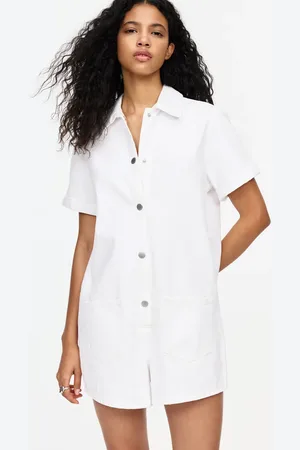 Pull&Bear Hvide og korte denimoveralls