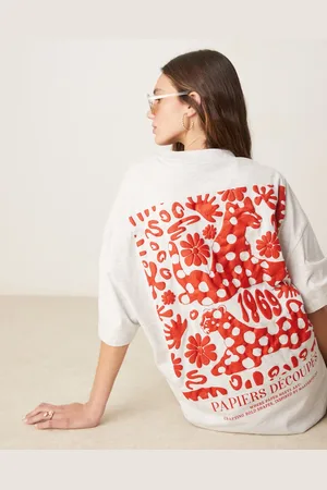 ASOS Meleret lysegrå oversized T-shirt med grafisk blomster-/leopardprint