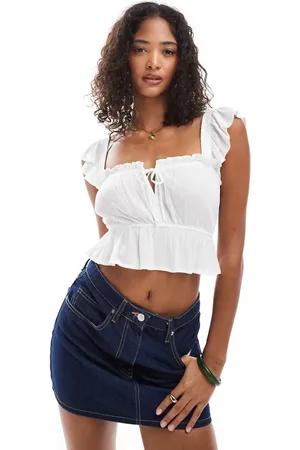 Stradivarius Ecrufarvet cropped milkmaid-top-Neutral