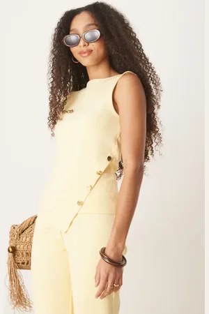 ASOS Top med interlock-sømme og knapper - Del af sæt