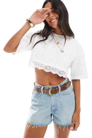 The Frolic Oversized croptop med peekaboo-blondedetalje og hotfix-rhinsten - Kun hos ASOS