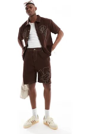 Native Youth Brune fløjlsshorts med kontrasterende syninger