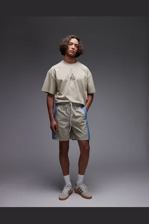 Parlez Copa - Afslappede shorts med beige/blå kontrastpaneler