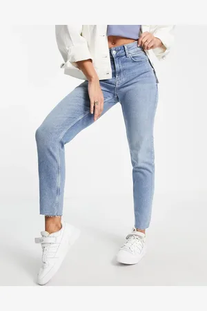 Pieces® Luna - Lyseblå jeans med lige ben og rå kanter