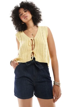 New Look Og bløde denimshorts med paperbag-talje
