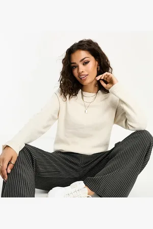 VERO MODA Trøje med rund hals i cremehvid
