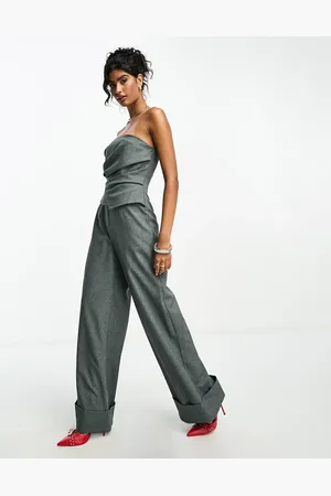 ASOS Jumpsuit med draperingsdetalje og bandeausnit samt opsmøget sømkant