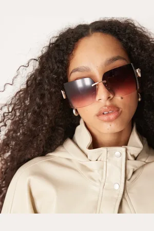 Jeepers Peepers Rosaguldfarvede oversized firkantede uindfattede metalsolbriller med udsmykket detalje i Y2K-stil