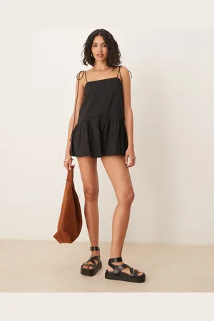 ASOS Playsuit med smalle stropper, sænket talje og fuld nederdel