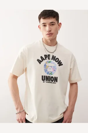 A Bathing Ape AAPE By A Bathing Ape - Råhvid T-shirt med "union"-logo
