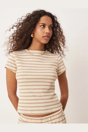 ASOS Naturfarvet vaflet baby-T-shirt med striber - Del af sæt