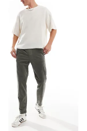Only & Sons Vasket grønne tapered fløjlsbukser-Grå