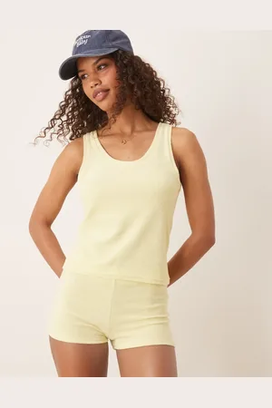 ASOS Citrongule mikroshorts i frotté - Del af sæt
