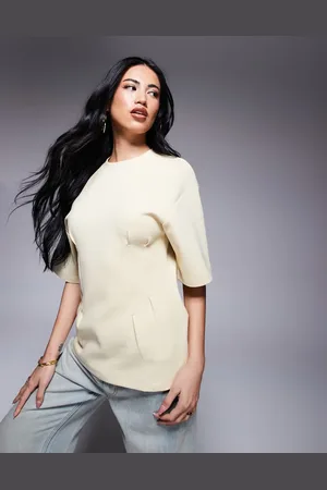 ASOS Lysegul T-shirt med sømdetaljer og indsyet talje