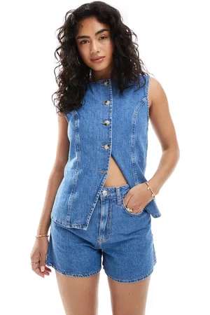 ASOS Blå longline-denimshorts med A-form - Del af sæt