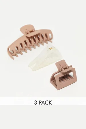 KITSCH Assorterede oversized hårklemmer i pakke med 3 stk-Brun
