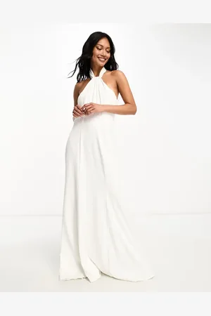 Little Mistress Alt til bruden - maxikjole med halterneck i satin