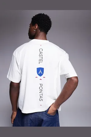ASOS Hvid oversized T-shirt med tekstgrafik i firkantet pasform
