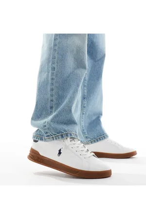 Ralph Lauren Heritage Court - Hvide sneakers i blandet ruskind med gummisål