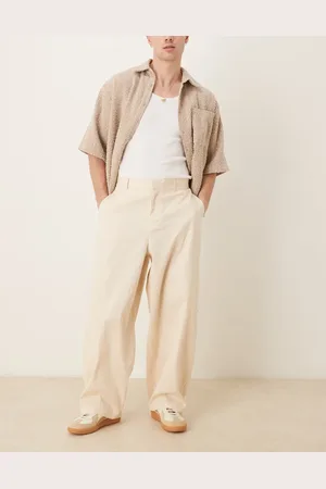 ASOS Beige ekstremt tapered bukser i hørblanding-Hvid
