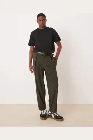 ASOS Grå oversized bukser med dybe læg og indsnævrede ben