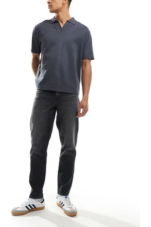 ASOS Tapered jeans i forvasket sort