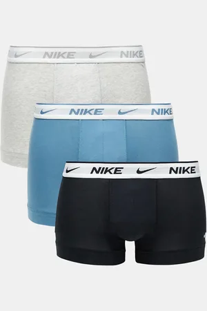 Nike Everyday Cotton - Pakke med 3 par boksershorts i blå/sort/grå med stretch og hvide taljebånd-Multifarvet