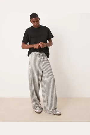 ASOS Super-baggy gråmelerede joggingbukser med syningsdetaljer og striber
