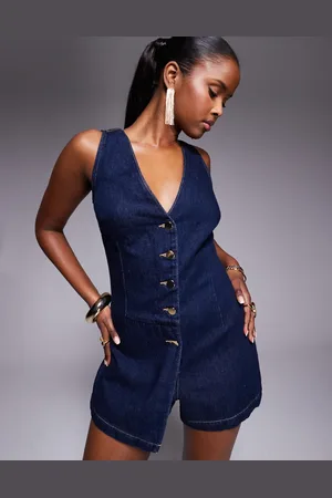 River Island Marineblåt slå-om-playsuit