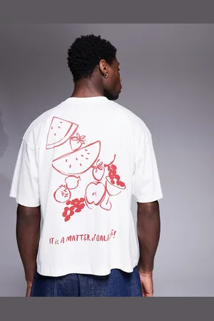 ASOS Råhvid oversized T-shirt med sommergrafik i firkantet pasform