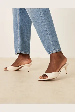 ASOS Hush - Råhvide mules med mellemhøj hæl i læder-Gul