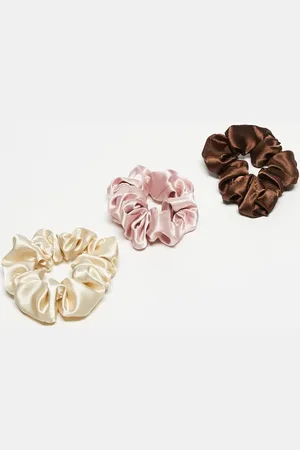 ASOS Pakke med 3 scrunchies i brun/lyserød/beige satin