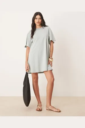 ASOS Vasket blå T-shirt-minikjole med swing-snit-Multifarvet