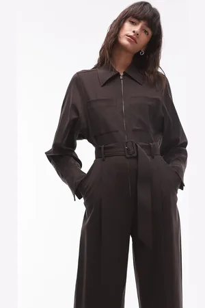 & OTHER STORIES Mørkebrunt og langærmet utility-jumpsuit i uldblanding-Sort