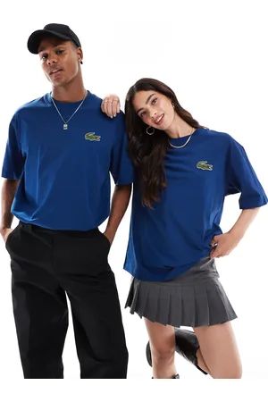 Lacoste Unisex - Blå T-shirt med logosignatur