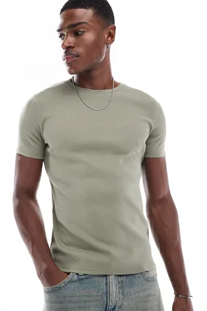 ASOS Essentials - Grøn tætsiddende ribstrikket T-shirt