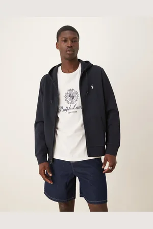 Ralph Lauren Marineblå hættetrøje i dobbeltstrik med lynlås