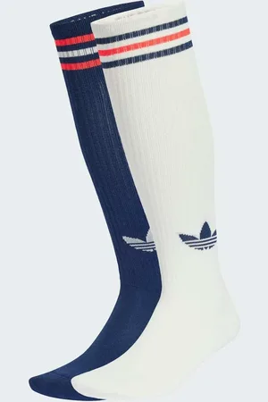 adidas Pakke med 2 par knæhøje sokker i råhvid/mørk indigoblå med 3 striber